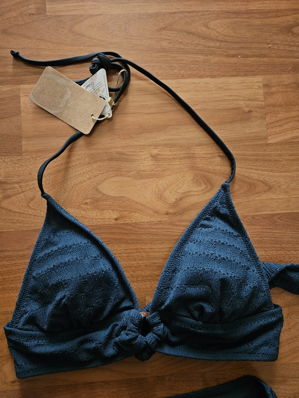 Women’s Teal Textured Knot Bikini Set - Brand BERLOOK Lg. Top/Med BOTTOM - Picture 3 of 8